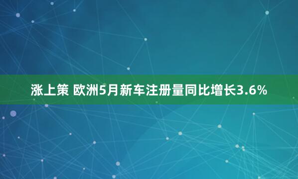 涨上策 欧洲5月新车注册量同比增长3.6%
